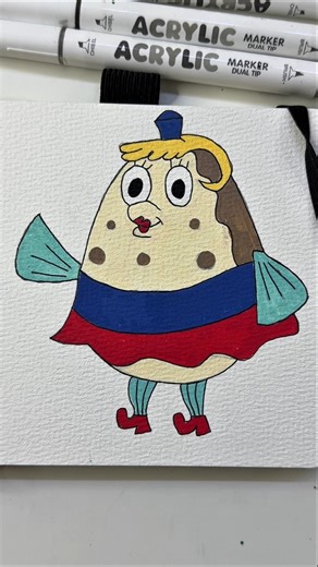 Painting Mrs.Puff #ardrawing #acrylicpainting #cartoon #sketch #spongebob
