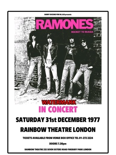 RAMONES-IT'S ALIVE-1977 Live at Rainbow Theatre, London, England, 31.Dec.1977 It's Alive is the first live album by the American punk rock band the Ramones, titled after the 1974 horror film of the same name. It was recorded at the Rainbow Theatre in London on December 31, 1977, and released in April 1979 as a 2-LP set. The album draws from the band's first three studio albums: Ramones (1976), Leave Home (1977), and Rocket to Russia (1977). Four concerts during the UK tour were recorded, but the