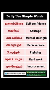 Part 62 | Spoken English Through Tamil Words | தன்னம்பிக்கை, தைரியம், மன வலிமை மற்றும் பிற தமிழ் வழி ஆங்கிலம் அகராதி 👉Follow Us: @tamilan_books #spokenenglish #spokenenglishthroughtamil #englishthroughtamil #englishlessons | Tamilan Books