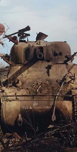 Amazing WW2 Image : Destroyed Sherman Tank WW2