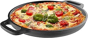 Cast Iron Pizza Pan-13.25 Pre-Seasoned Skillet for Cooking, Baking, Grilling-Durable, Long Lasting, Even-Heating Kitchen Cookware by Classic Cuisine, (82-KIT1089)