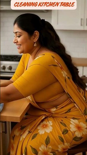 Grace in Every Move | Indian Woman Cleaning Her Kitchen Table | Real Life Moments
