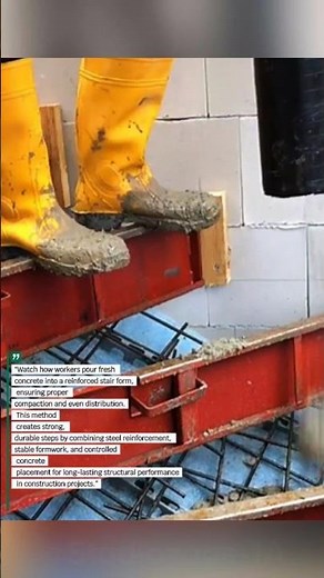 Satisfying Concrete Staircase Pouring – Precision Formwork & Step Casting Process