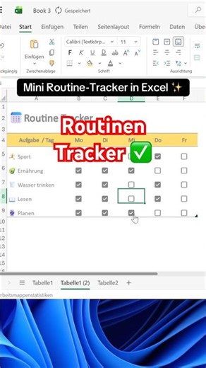 Mini Routine-Tracker in Excel ☑️ #exceltricks #routines #persönlicheentwicklung #excel