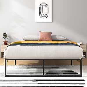 ZINUS Lorelei 14 Inch Metal Platform Bed Frame, Steel Slat Support, No Box Spring Needed, Eco Friendly WonderBox(TM) Packaging, 12.4” Underbed Storage, Easy Assembly, Black, Queen