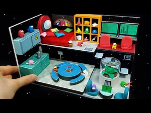 DIY Miniature Board house - Among Us Full house decor !