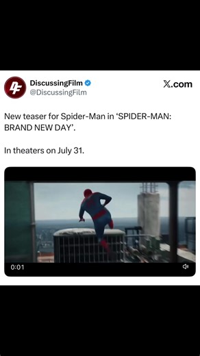 New teaser for Spider-Man in ‘SPIDER-MAN: BRAND NEW DAY’. In theaters on July 31. #SpiderMan #Comicbook #Comicbooks #Fyp #MarvelTok