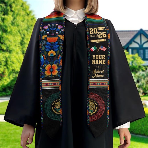 Mexican Graduation Stole, Sarape Stole, Estola De Graduacion, Class of 2026, Mexican American Grad Stole Id-0121-izi3 - Etsy