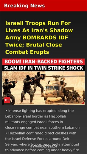 Israeli Troops Run For Lives As Iran's Shadow Army BOMBARDS IDF Twice; Brutal Close Combat Erupts |