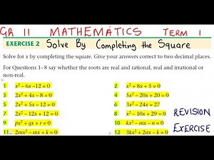 Mathematics Grade 11 Solving Equations by Completing the square Method Term 1
