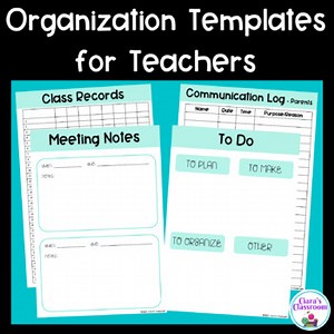 Teacher Organization Templates - Printable and Digital Templates