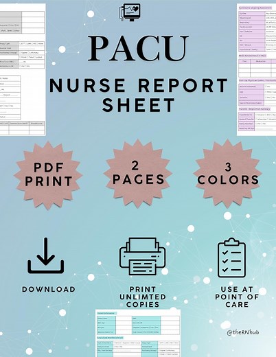 PACU Nurse Report Sheet, Pacu Nursing Printable Report Sheet, Digital Patient Handoff Form, PACU RN Nurse Handoff Sheet, Clinical Handover - Etsy
