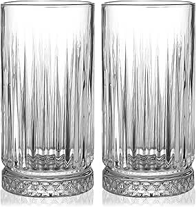 Tall Drinking Glasses Set of 4-16oz Glass Cups for Kitchen - Elegant Highball Glassware for Water, Ice Coffee, Cocktail, Cold Beverage