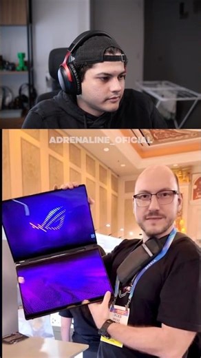 A gaming laptop with two OLED screens.