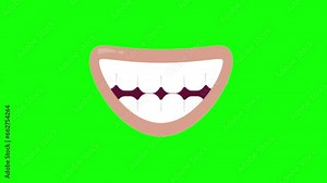 Vector cartoon mouth on green screen. They will bring your character designs to life. Seamless loop animations