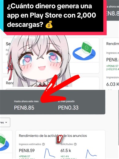 ¿Cuánto dinero genera una app en Play Store con 2,000 descargas? 💰 Te muestro los ingresos reales de AdMob y cómo funcionan los anuncios en Latinoamérica. 💸 #admob #monetizacion #programacion #techtok #devlog