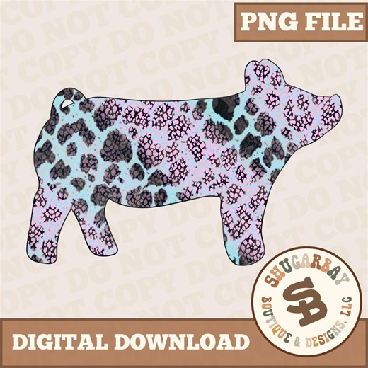 Turquoise Cheetah Show Pig PNG | Livestock Art (digital Download) - Etsy