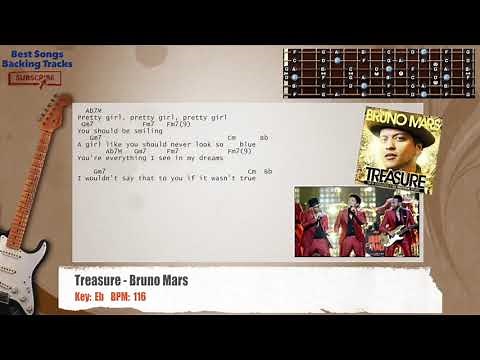 🎸 Treasure - Bruno Mars Guitar Backing Track with chords and lyrics