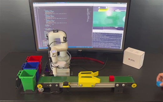 桌面六轴机械臂myCobot使用Opencv和Python在传送带进行简单的颜色识别