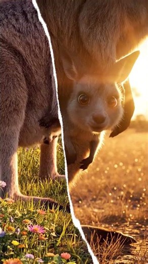 From Mom’s Pouch to the Big World | Baby Kangaroo’s First Adventure 💛🦋 #shorts