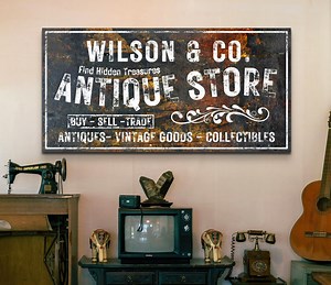 Antique Store Sign, Personalized Rustic Decor, Vintage Wall Art, Custom Mercantile Signage Primitive Mercantile Store Sign Name Canvas Print - Etsy