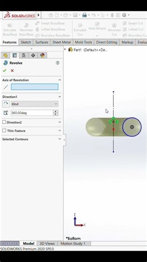 Revolved boss in Solidwork #solidworks #solidworkstutorial #design #shorts #shortvideo #shortsfeed