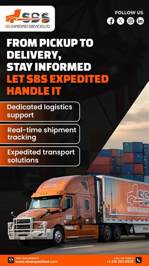 From pickup to delivery, SBS Expedited keeps you informed with real-time tracking and fast, reliable logistics contact us today. Visit: 🌐 https://www.sbsexpedited.com Contact Us: 📞 1 4162200928 . . . #LogisticsMadeEasy #3PLSolutions #SupplyChainManagement #FreightForwarding #LogisticsExperts #SBSExpedited #ShippingSimplified #SmartLogistics #LTLShippingCanada #Globalservices #transportation #gpstracking #tracking . . . [ Transportation Company in Canada, Logistics, Logistics Services, Shipping