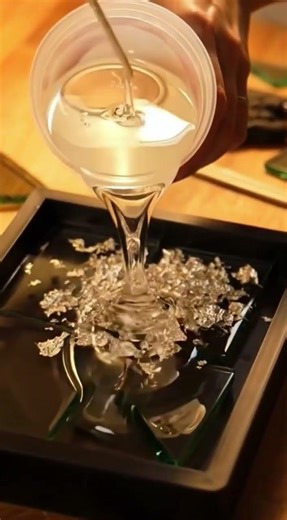 Broken Glass → Luxury Epoxy Tray Transformation ✨ #homerenovation