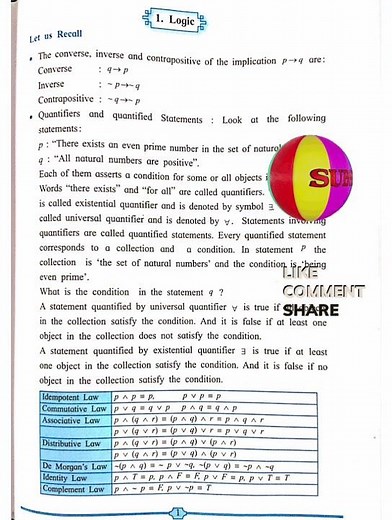 practical book mathematics and statistics 12th 1st chapter 1. logic
