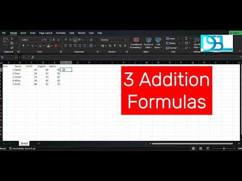 3 addition formulas in excel sheet for Beginner Level | #excel #exceltips #exceltutorial
