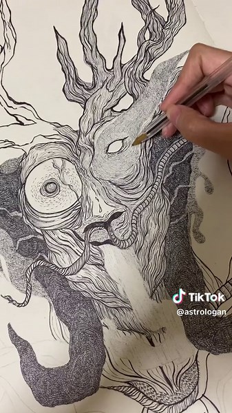 Intricate Pen & Ink Artwork Creation Process