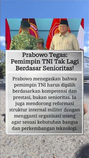 Prabowo Tegas: Pemimpin TNI Tak Lagi Berdasar Senioritas! #prabowo #tni #fypシ