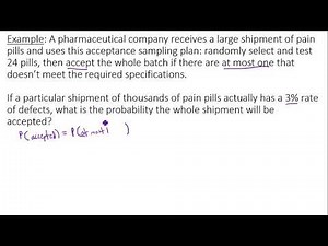 Binomial Probabilities - Acceptance Sampling