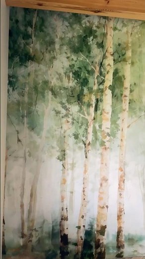 Bring Nature Home | Watercolor Birch Wall Mural for a Cozy Bedroom