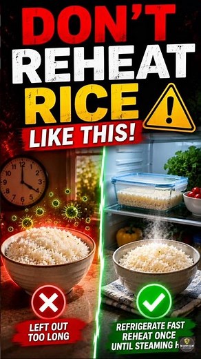 "Reheated Rice Can Make You Sick! ⚠️ #FoodSafety #KitchenTips #FoodPoisoning"