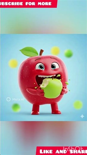 Red apple eating Green apple