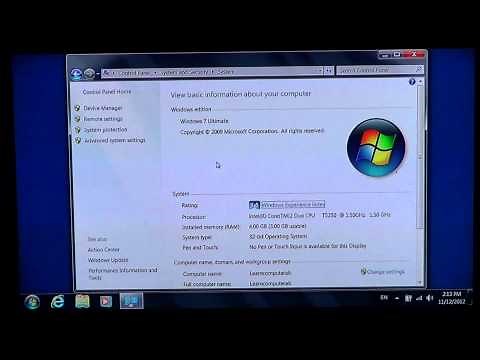 Windows 7 - PC information page