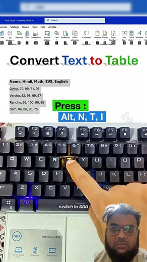 Convert Text To Table in MS WORD