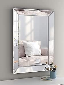COGOOD Large Rectangular Wall Mirror 28"x39" - Angled Beveled Mirror Frame for Vanity, Hallway, Bathroom, Living Room Hangs Horizontal or Vertical