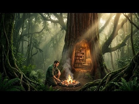 Hidden Mini House Inside a Giant Tree | Full Forest Build