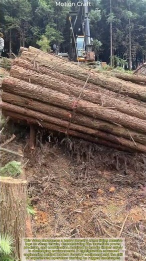 Heavy Forestry Crane Lifting Massive Logs on Steep Terrain!