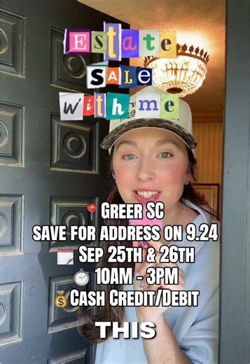 It’s time for another Estate Sale preview and this one is located in Greer SC. This house is a true time hop and was so fun to explore. She had 9 different wallpapers in here some with metalic and velvet textures. This house has some really beautiful items including vintage furniture, china, handmade curtains, wood furniture and so many amazing finds. Save the date and be sure to stop by! 📍Greer SC save for address on 9.24 🗓️ Sep 25th & 26th ⏱️ 10AM - 3PM 💰Cash Credit/Debit #estatesale #secon