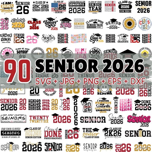 Senior 2026 SVG Bundle: Graduation Cut Files (digital Download - Etsy
