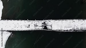 A Drone's Eye View of the Broken Wooden Bridge over Adams River, Abandoned Crossing in British Columbia Canada