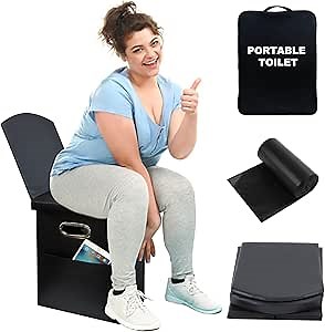 XL Portable Toilet for Adults – Extra Large Folding Camping Toilet with Lid, Perfect for Adults and Kids. Compact and Portable Potty for Car, Hiking, Beach, and Camping Adventures