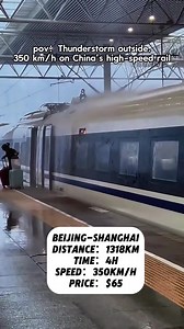 High-Speed Trains Run at Top Speed During Thunderstorms in China