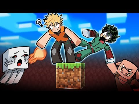 MHA Voice Actors Survive ONE BLOCK NETHER in Minecraft