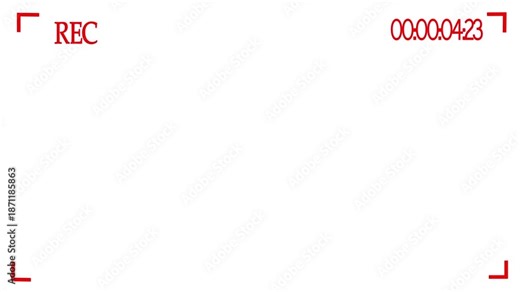 Video camera recorder screen overlay on a transparent background, Recording camera screen interface, Camera recording screen overlay.