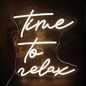 Time To Relax LED Sign Decorative Neon Sign for Bedroom Bathroom Lounge Decor Spa Relaxing Wall Art Decorations Christmas Birthday Gifts (Warm white)