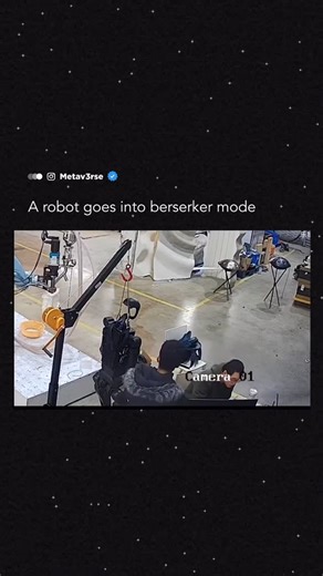 Metav3rse is for the Culture on Instagram: "How long until someone vibe codes a robot that goes on a rampage? What’s your best guess as to what happened here? A going theory is that since the robot is suspended over the ground, and is in a perpetual state of falling, it is trying to catch itself to stabilize, but can’t generate any counter torque off a surface."